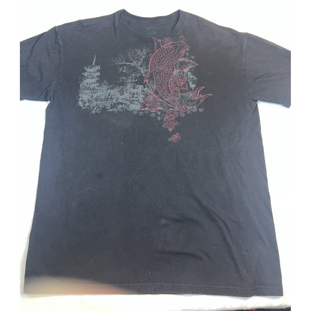 Vintage Black‎ Men's Tshirt Size X-Large Lou Japanese Print City Skater Tee